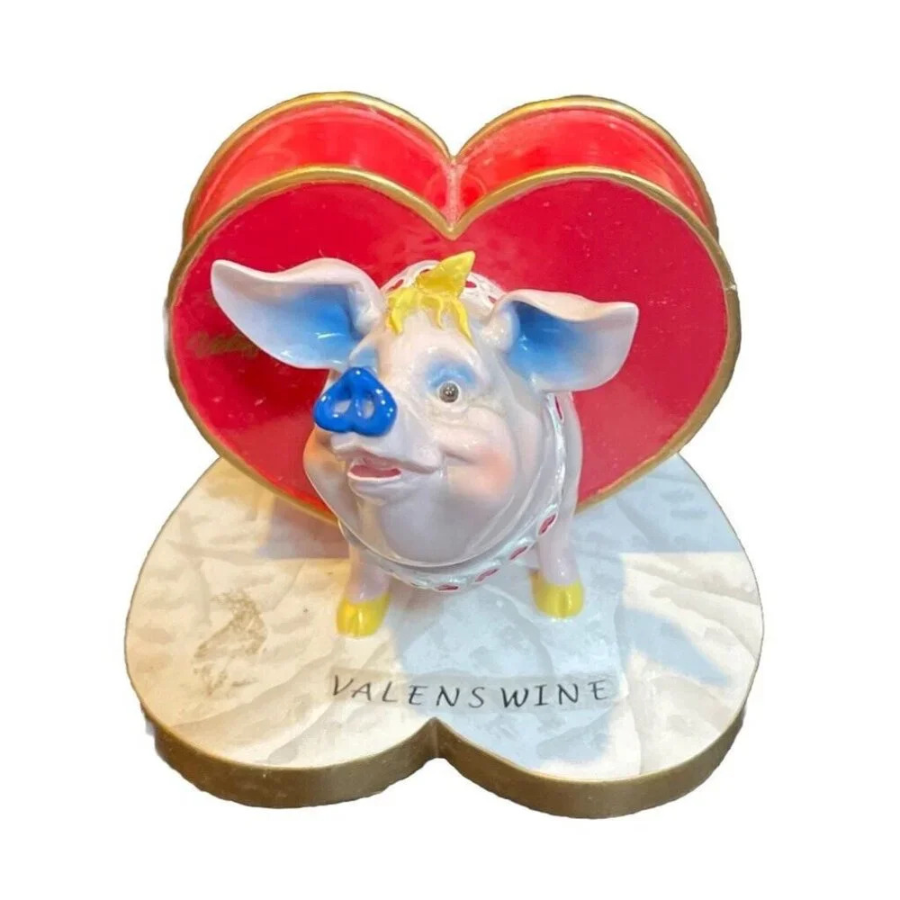 Pig Invasion Valens Wine Heart Love Collectible‎ Figurine Farm Anthropomorphic
